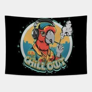 Urban Style Parrot Wearing Headphones Tapestry