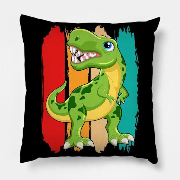 Cartoon T-Rex I Kids I Dinosaur I Dino I Tyrannosaurus Pillow by Shirtjaeger