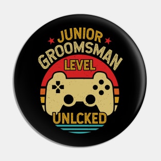 Retro Vintage Junior Groomsman Gaming Video Gamer Gift Pin