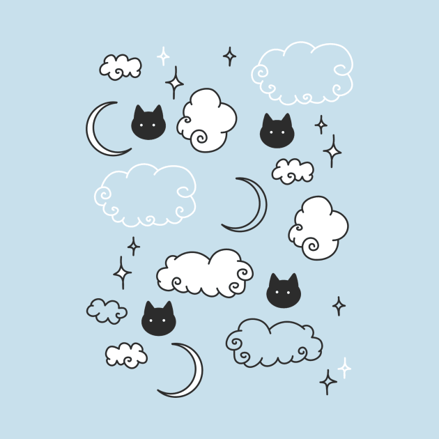 Cat Cloud Night Sky Pattern by panco