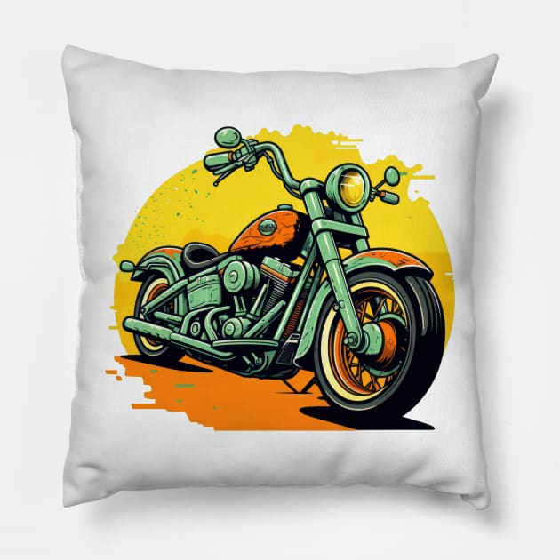 Revving up for a wild ride on my trusty two wheels Pillow by Pixel Poetry