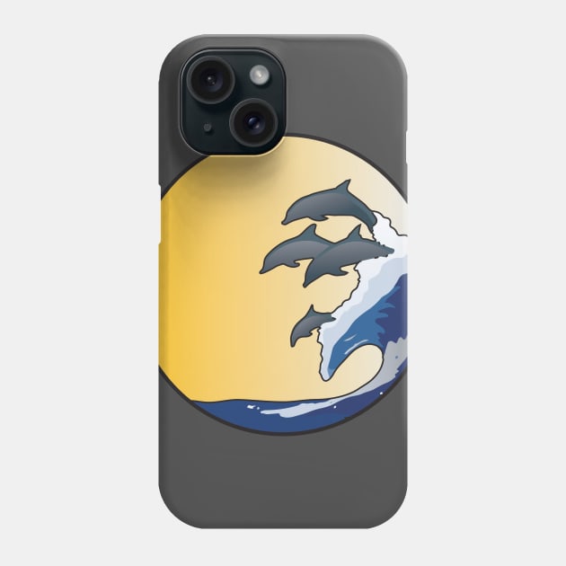 Dolphins riding wave Phone Case by ThinkingSimple