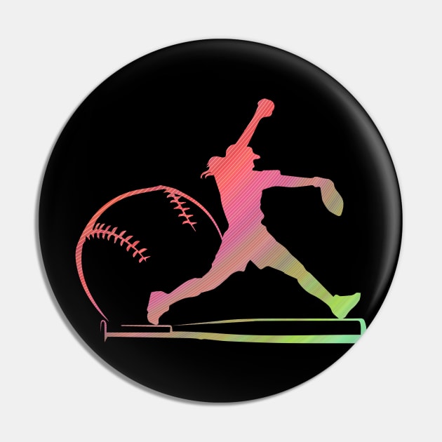 Soft Rainbow Softball Gifts For Teen Girls Pitcher Pin by sumikoric
