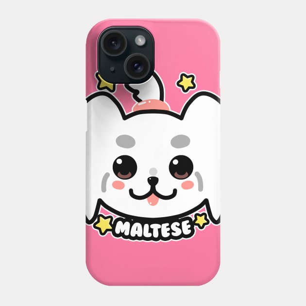 KAWAII Maltese Dog Face Phone Case by TechraNova