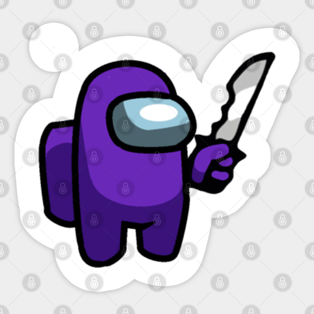 Among Us Imposter Purple With Knife Among Us Merch Sticker Teepublic