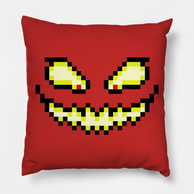 Pixel Pumpkin Face Pillow by gkillerb