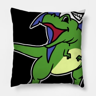 Funny Shark Riding T-Rex Dinosaur Graphic Novelty T-Shirt Pillow