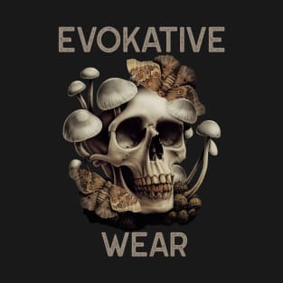 Skull Mushrooms Moths Evokative Logo T-Shirt