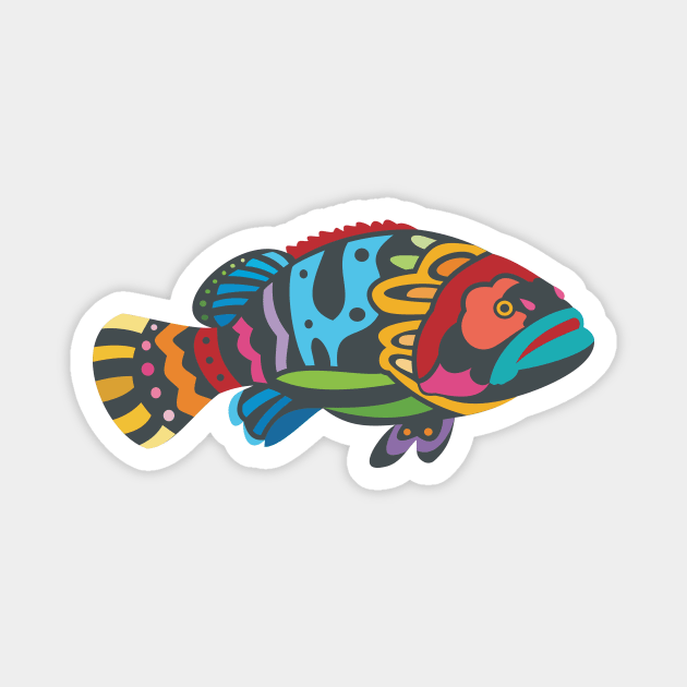 Colorful Grouper Fish Magnet by evisionarts