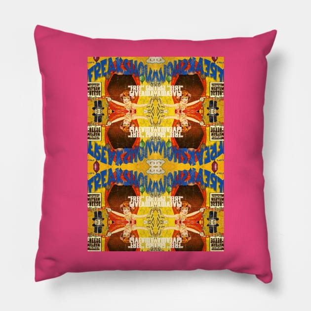 ACID Bath Vintage Freakshow Circus Poster Popart 6 x | Psychedelic Sideshow LSD Mirror Trip Design By Tyler Tilley (tiger picasso) Pillow by Tiger Picasso