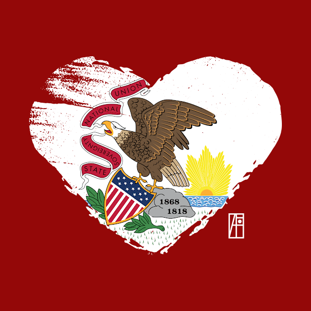 U.S. State - I Love Illinois - Illinois Flag by ArtProjectShop