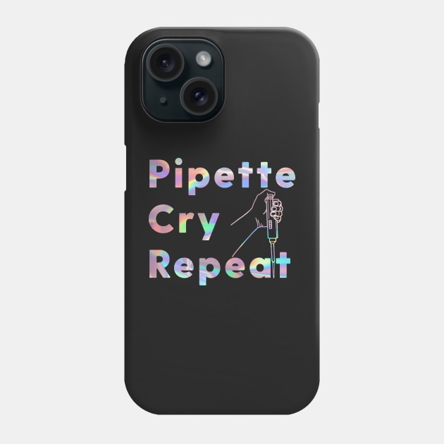 PCR Pipette Cry Repeat Holographic Phone Case by labstud