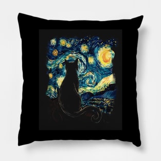 Cat Starry Night Twilight Whispers Pillow