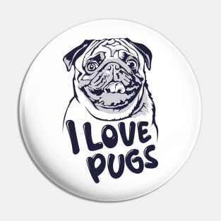 I Love Pugs Pin