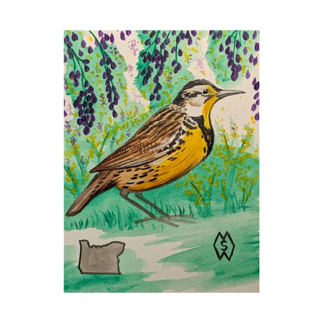 Oregon state bird and flower, the meadowlark and Oregon grape by Matt Starr Fine Art