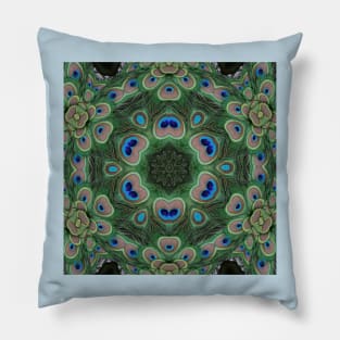 Javan Green Peafowl  kaleidoscope Pillow