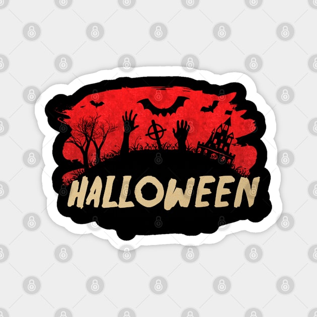 Scary Bloody Cemetery Halloween Undead Party Magnet by Naumovski