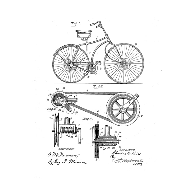 Bicycle VINTAGE PATENT DRAWING by skstring