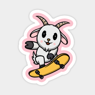 Cute Goat Playing Skateboard Magnet