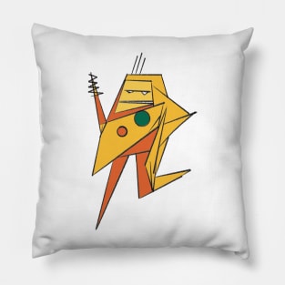 Zap the robot yellow and orange Pillow