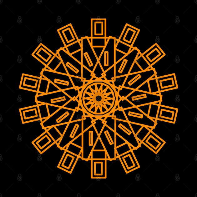 Circular geometric rosette style pattern in orange by FariDesigns 