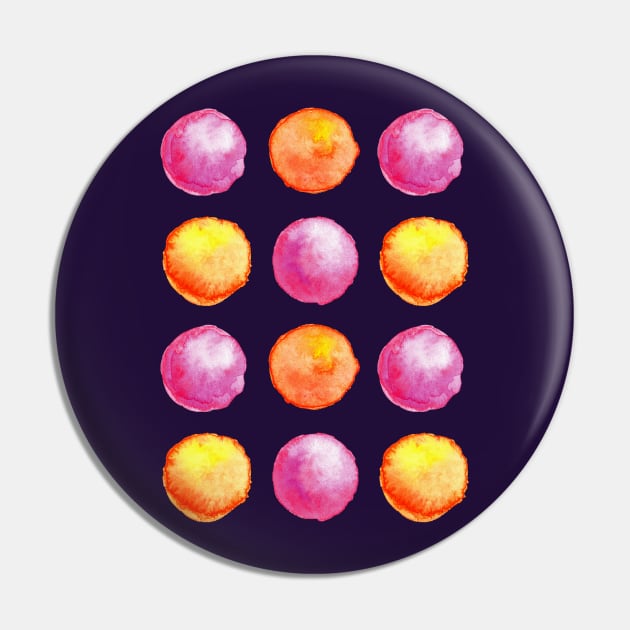 Juicy Watercolor Pink And Orange Spheres Pattern Pin by Boriana Giormova