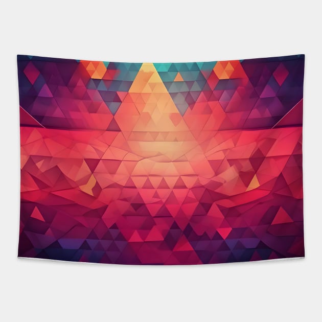 Crimson Elevation: Mesmerizing 3D Pyramid Delight Tapestry by Salaar Design Hub