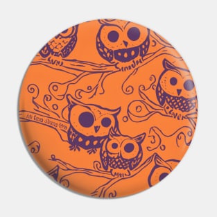 Orange and Purple Halloween Owl Pattern Pin