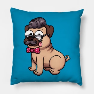 Cute Hipster Pug Pillow