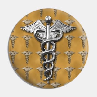 Silver Medical Caduceus Pin