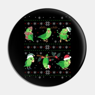 green parrotlet Ugly Christmas Pin