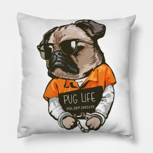 Pug Life Convict Mugshot Pillow