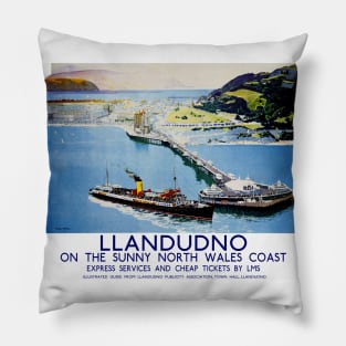 Vintage British Railways Travel Poster for Llandudno Pillow