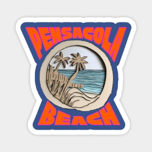 Pensacola Beach Wood Carving Style Magnet