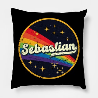 Sebastian // Rainbow In Space Vintage Grunge-Style Pillow