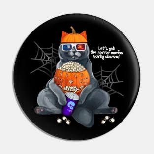 Horror movies Halloween party cat Pin