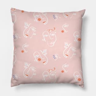 Blush Abstract Faces Pillow