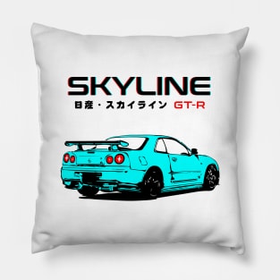 Skyline GTR (Cyan 3D) Pillow