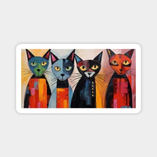 Four Cats on Guard Magnet