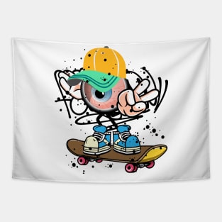 Skateboard boy Graffiti Street Art Style Tapestry