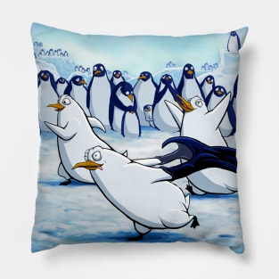 Streaking Penguins Pillow