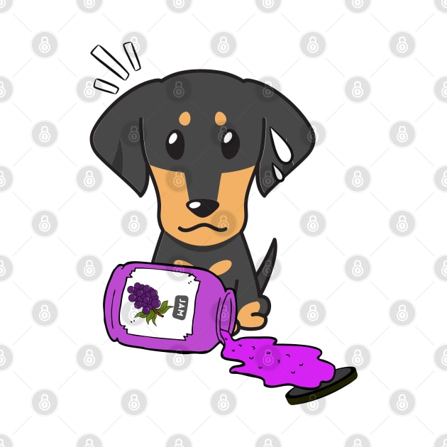 Naughty Dachshund Spills a jar of grape jam! by Pet Station