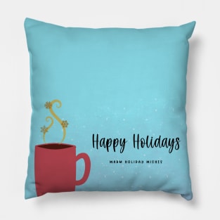 Watercolor Happy Holidays - Seasonal Greeting Design Pillow