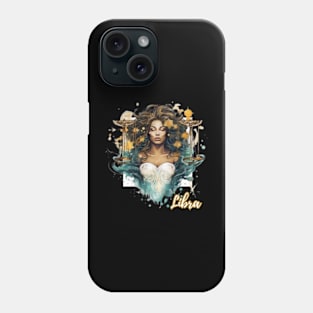 Black Libra Zodiac Sign Woman Phone Case