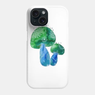 Blue and Green Primitive Mushrooms Phone Case