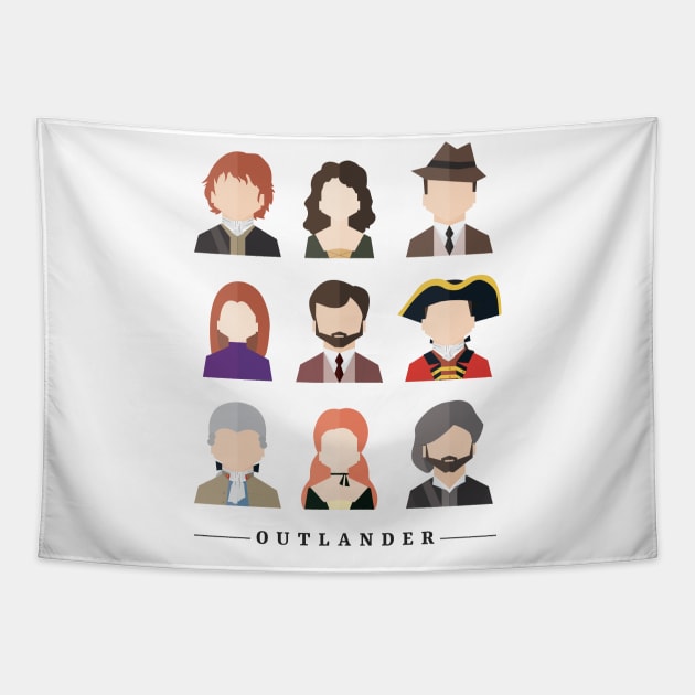 Outlander Characters Icons Illustration Tapestry by MariOyama