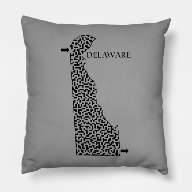 Delaware State Outline Maze & Labyrinth Pillow by gorff