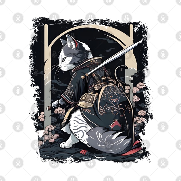 Japanese Cat Samurai Katana Sameowrai Anime Funny by William Edward Husband