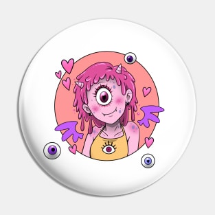 Monster Cyclops Girl with Wings Pin