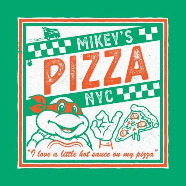 Mikey's Ninja Turtles Pizza Takeout - I like a little Hot Sauce - Retro 90s Comic by Nemons